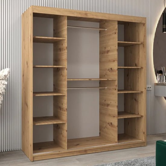 Beloit Artisan Oak 2 sliding door wardrobe with full-height mirrored panels