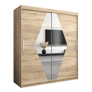 Beloit Mirrored Wardrobe 2 Sliding Doors 180cm In Sonoma Oak