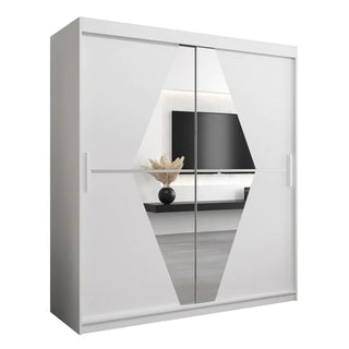 Beloit Mirrored Wardrobe 2 Sliding Doors 180cm In White