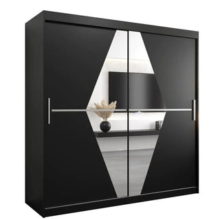 Beloit Mirrored Wardrobe 2 Sliding Doors 200cm In Black