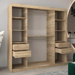 Beloit Mirrored Wardrobe 2 Sliding Doors 200cm In Sonoma Oak
