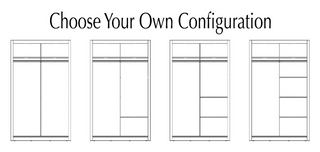 Bristol sliding wardrobe layout options showing multiple shelf and hanging rail configurations for custom bedroom organisation in UK homes.