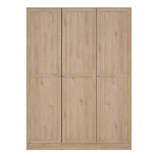 Burbank Wooden Wardrobe With 3 Doors In Hickory Oak