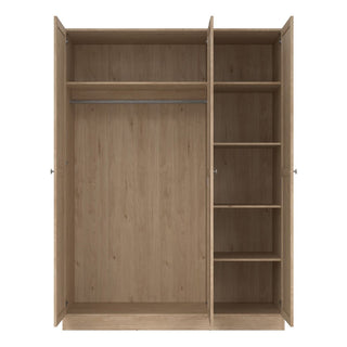 Burbank Wooden Wardrobe With 3 Doors In Hickory Oak
