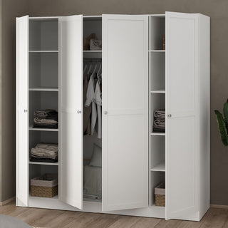Burbank Wooden Wardrobe With 4 Doors In White