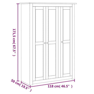 Bury Wooden Wardrobe With 3 Doors In Brown