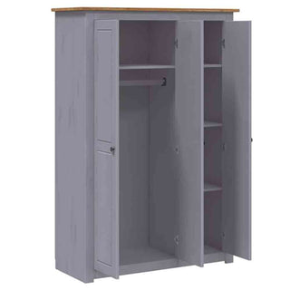 Bury Wooden Wardrobe With 3 Doors In Grey And Brown