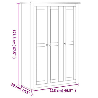Bury Wooden Wardrobe With 3 Doors In Grey And Brown