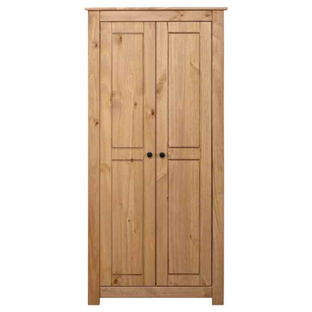 Bury Wooden Wardrobe 2 Door Solid Pine Warm Brown Finish