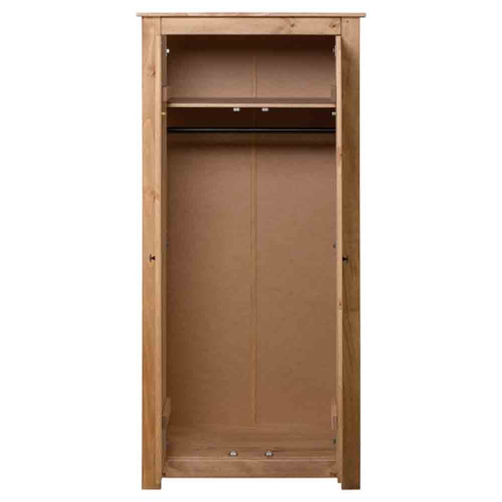 Bury 2-door warm brown wooden wardrobe interior with hanging rail