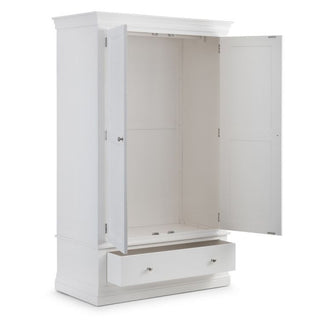 Calida Wooden Wardrobe With 2 Doors 1 Drawer In Lacquer White