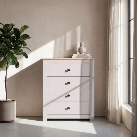 Milana 79cm 4-Drawer Chest of Drawers in Beige