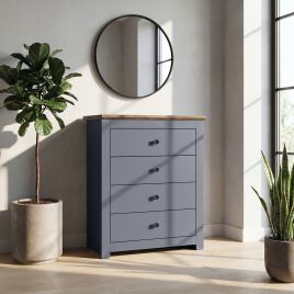 Milana 79cm 4-Drawer Chest of Drawers in Grey