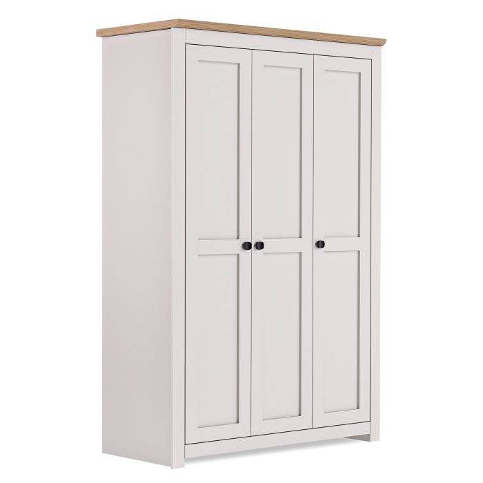 Milana 119cm 3-Door Hinged Wardrobe in Beige