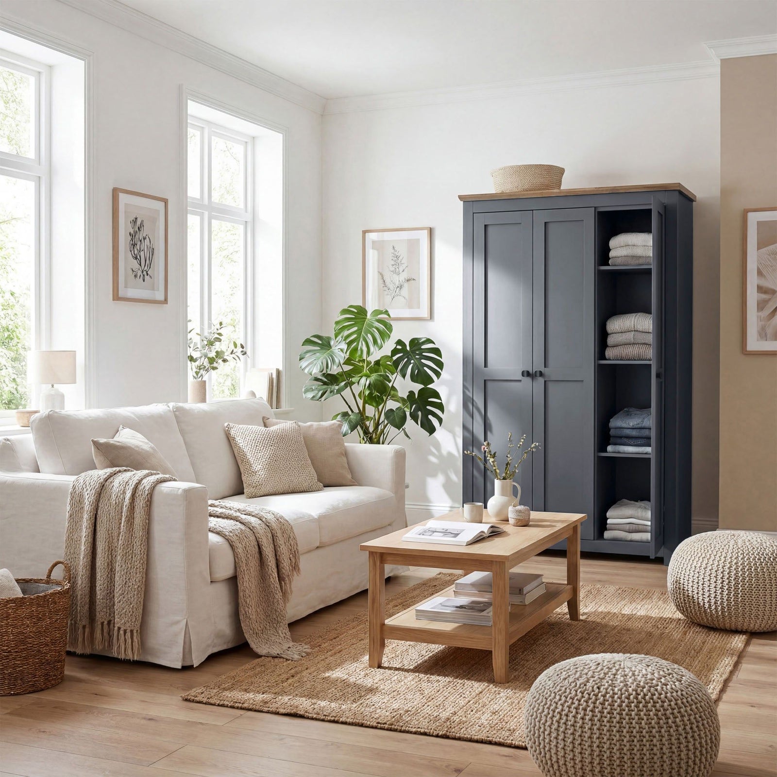 Milana 119cm 3-Door Hinged Wardrobe in Grey – product detail