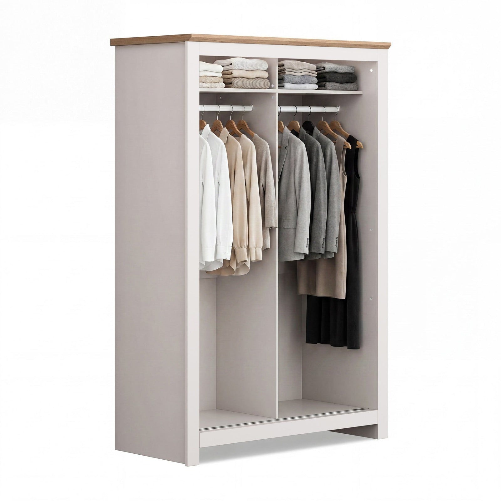 Milana 115cm 2-Door Sliding Wardrobe in Beige – product detail