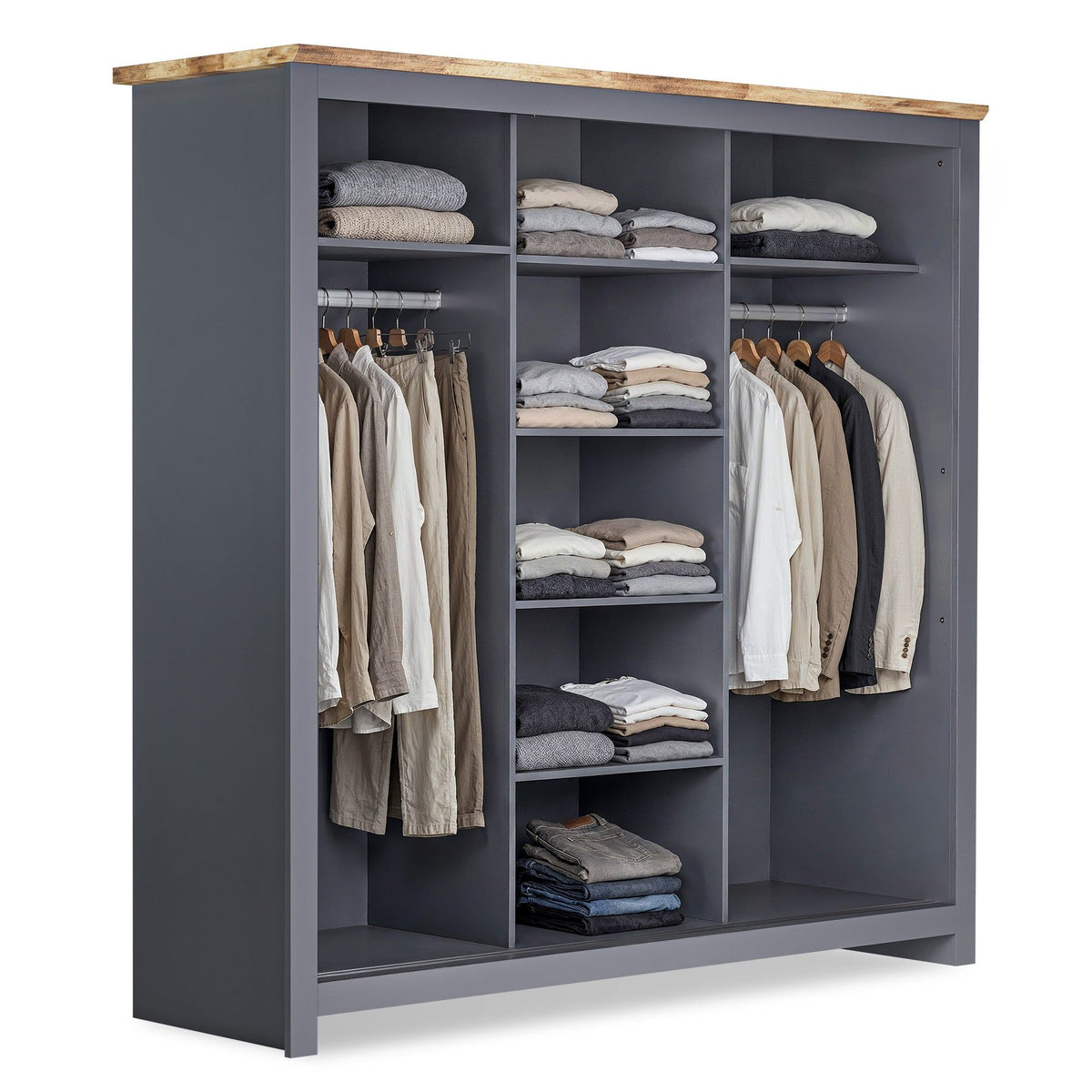 Milana 180cm 3-Door Sliding Wardrobe in Grey – product detail