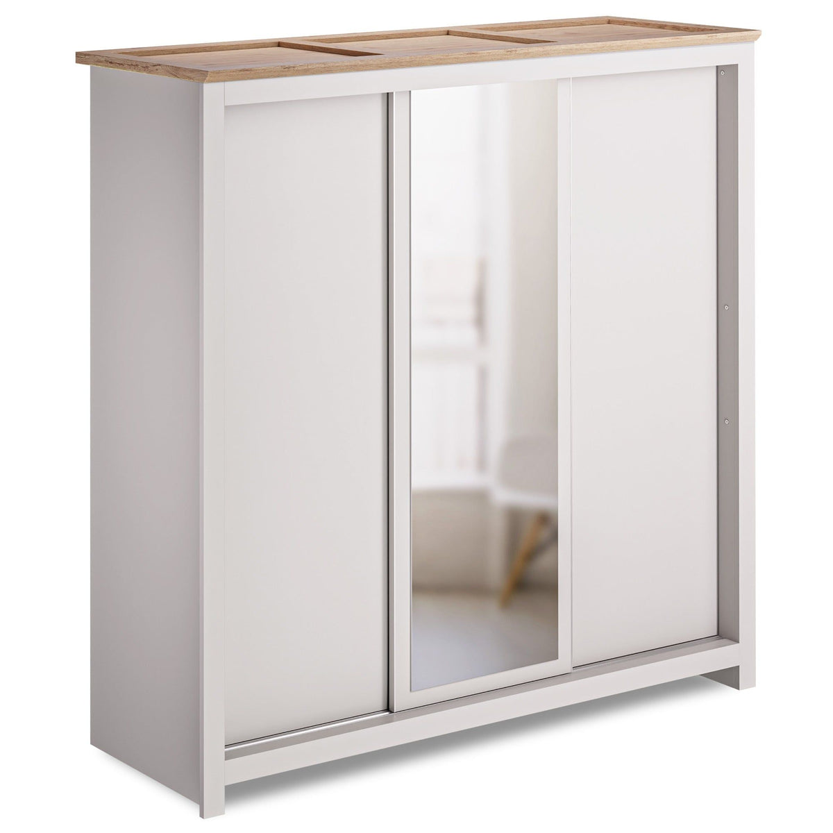 Milana 180cm 3-Door Mirrored Sliding Wardrobe in Beige – product detail