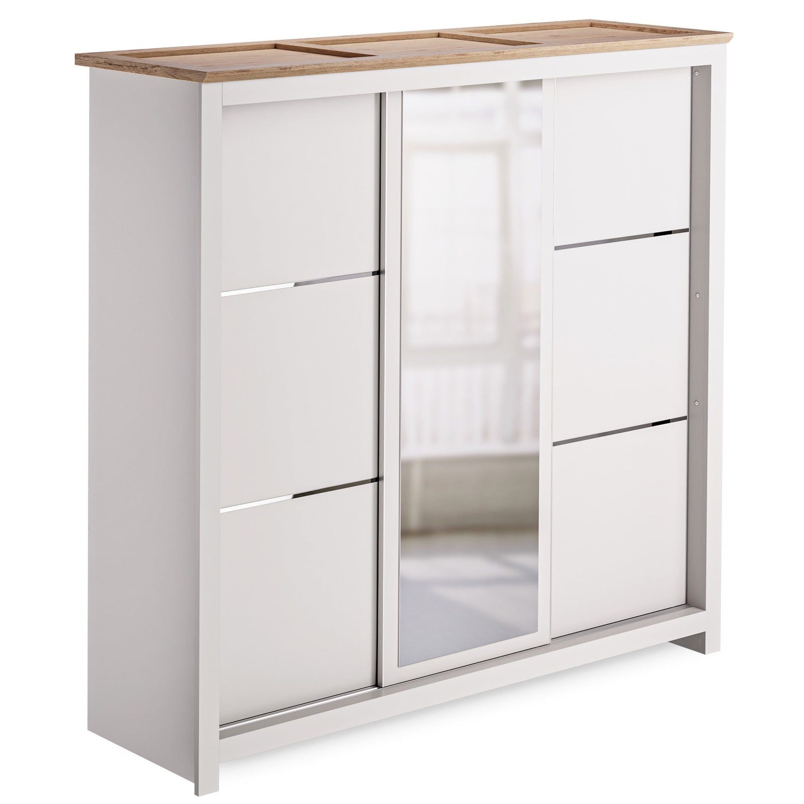 Milana II 180cm 3-Door Mirrored Sliding Wardrobe in Beige – product detail