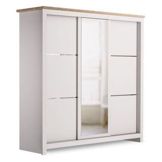 Milana II 180cm 3-Door Mirrored Sliding Wardrobe in Beige