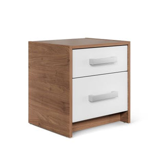 Rusi 40cm 2-Drawer Bedside Table – Oak & White in Oak & White