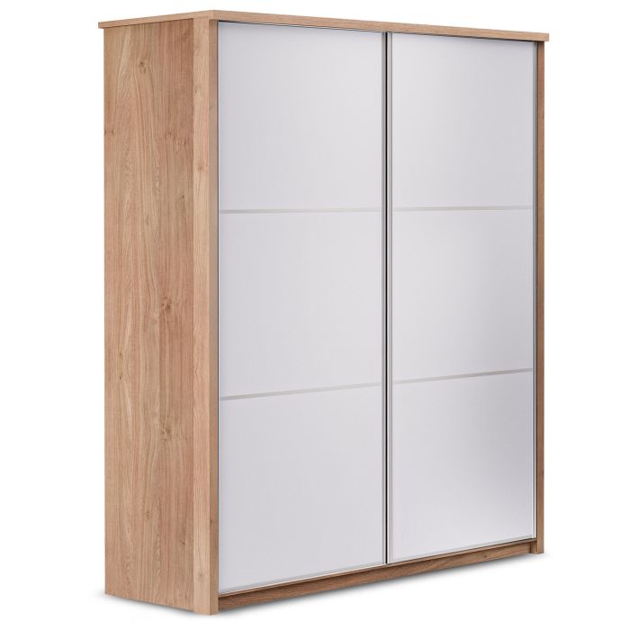 Rusi 155cm 2-Door Sliding Wardrobe in Medium Wood