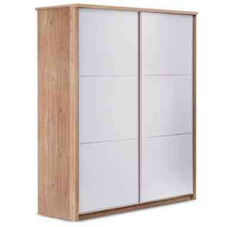 Rusi 155cm 2-Door Sliding Wardrobe in Medium Wood