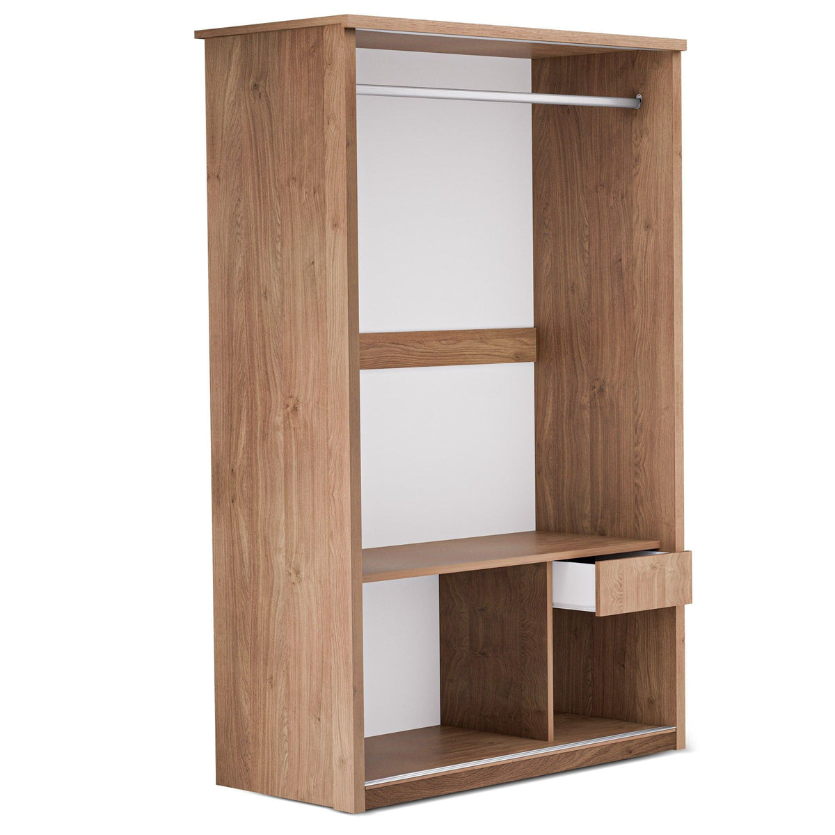 Rusi 120cm 2-Door Sliding Wardrobe in Medium Wood – product detail