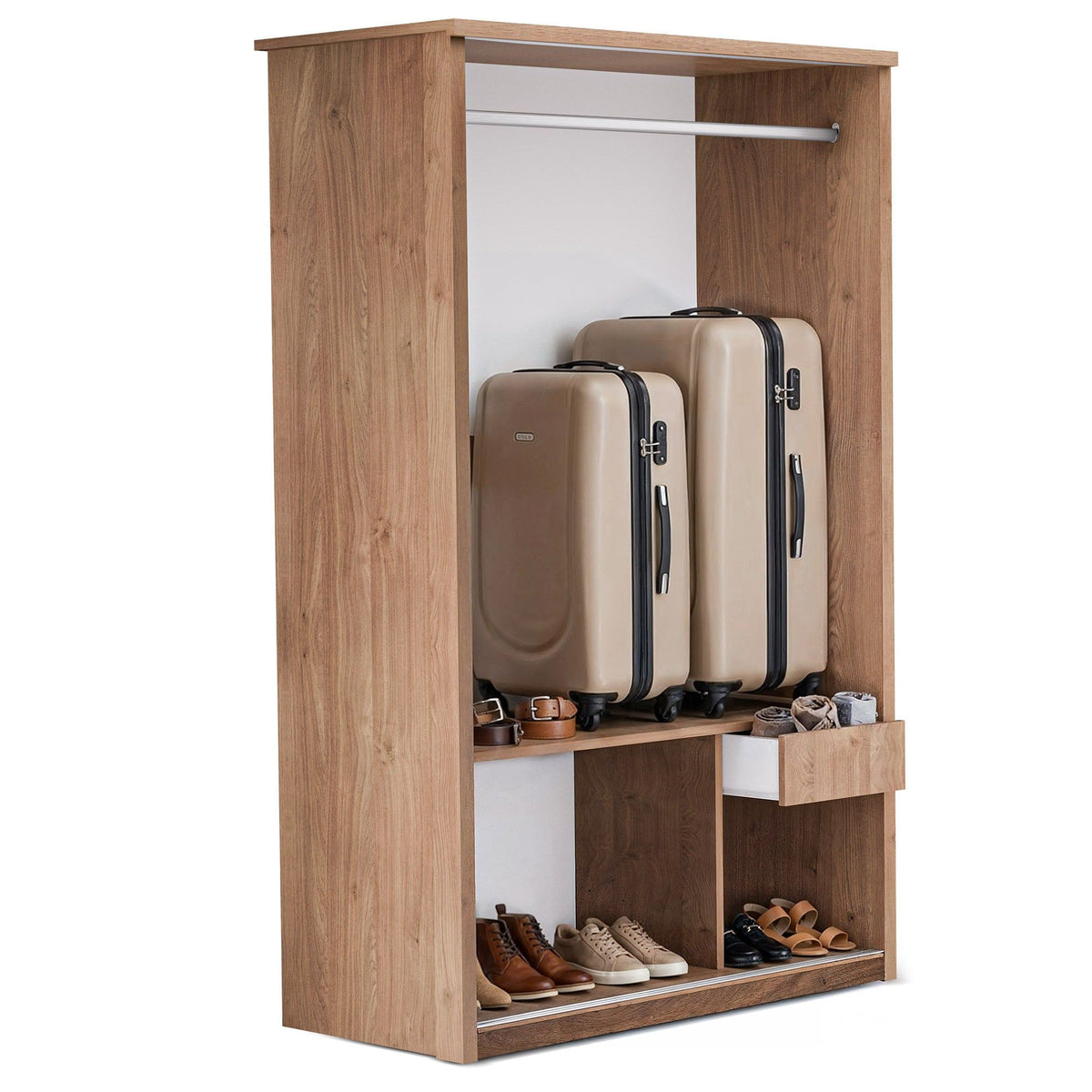 Rusi 120cm 2-Door Sliding Wardrobe in Medium Wood – product detail