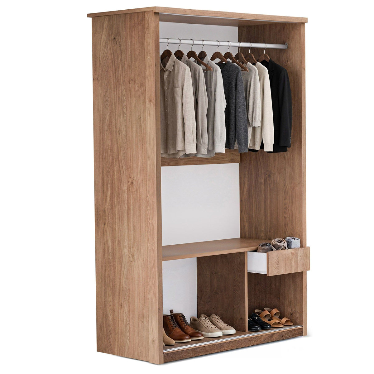 Rusi 120cm 2-Door Sliding Wardrobe in Medium Wood – product detail