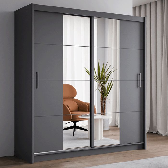 Charnwood 203cm 2-Door Mirrored Sliding Wardrobe in Grey