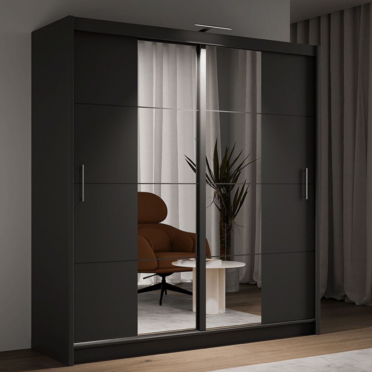 Charnwood 203cm 2-Door Mirrored Sliding Wardrobe in Grey – product detail