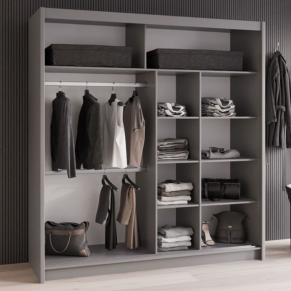 Charnwood 203cm 2-Door Mirrored Sliding Wardrobe in Grey – product detail