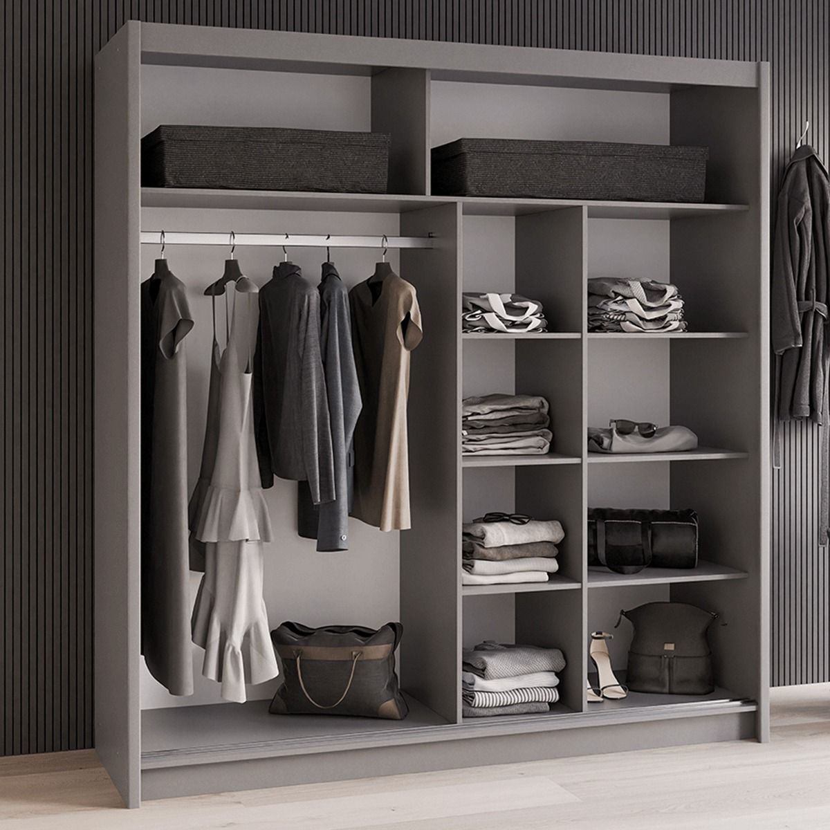 Charnwood 203cm 2-Door Mirrored Sliding Wardrobe in Grey – product detail