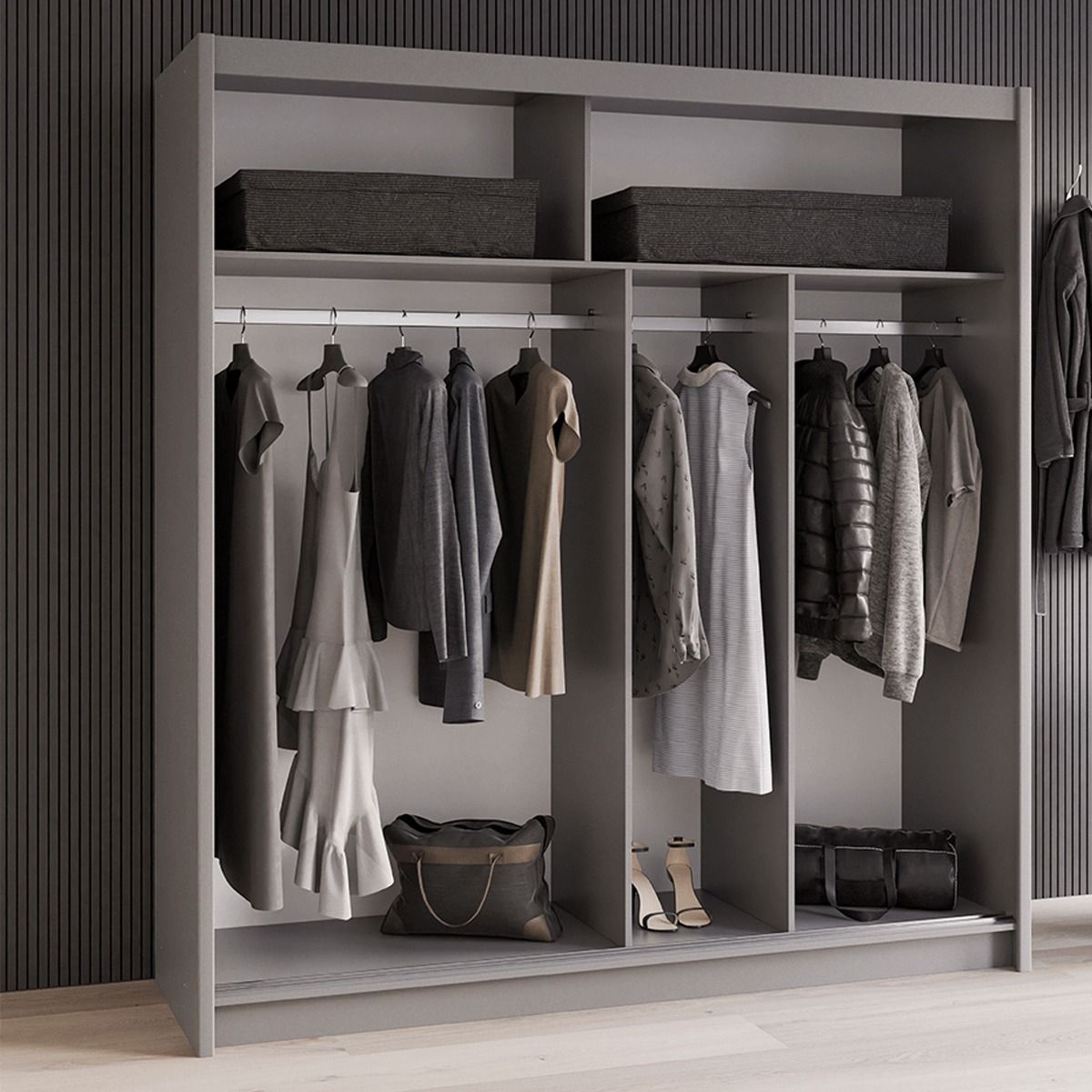 Charnwood 203cm 2-Door Mirrored Sliding Wardrobe in Grey – product detail