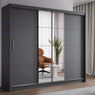 Charnwood 250cm 2-Door Mirrored Sliding Wardrobe with 2 Drawers in Grey
