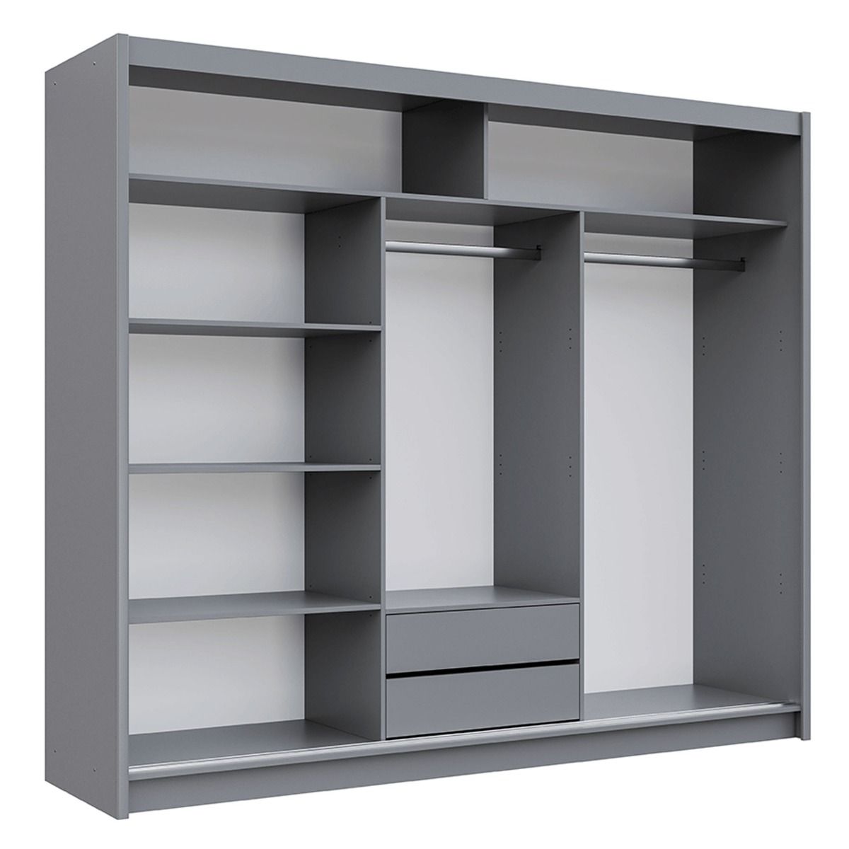 Charnwood 250cm 2-Door Mirrored Sliding Wardrobe with 2 Drawers in Grey – product detail