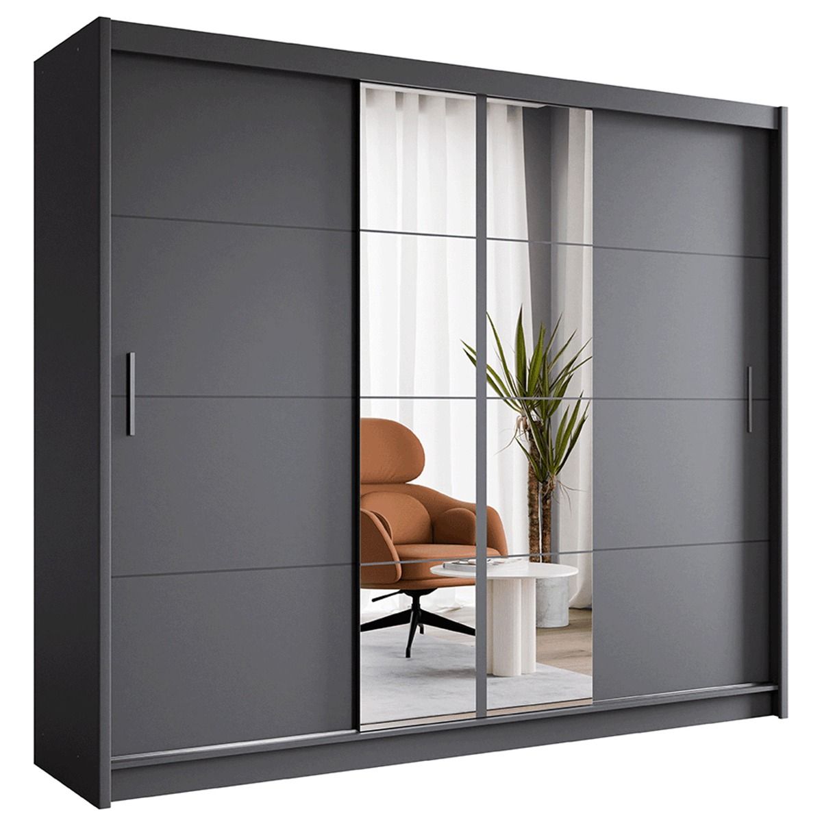 Charnwood 250cm 2-Door Mirrored Sliding Wardrobe with 2 Drawers in Grey – product detail