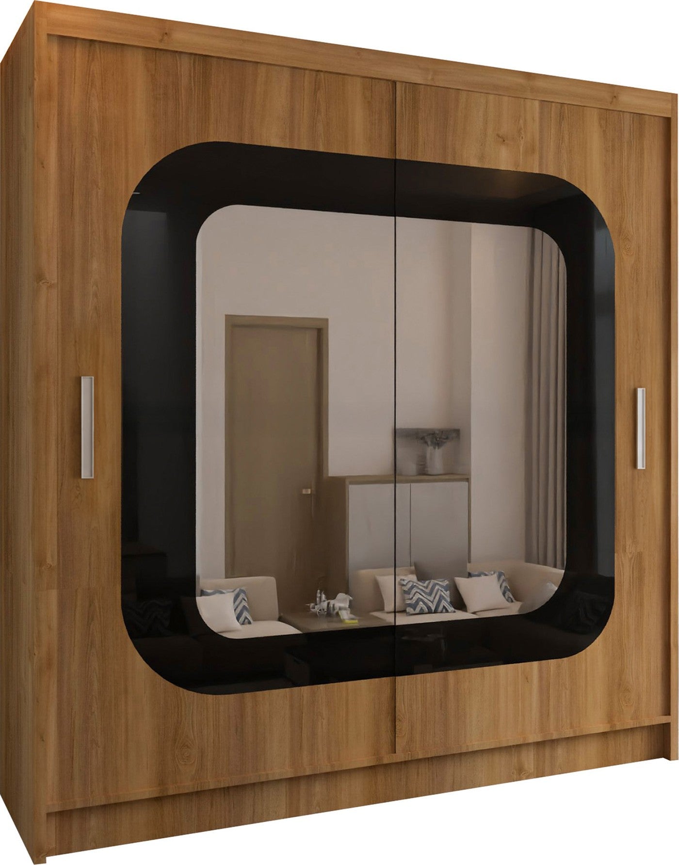 Chenai 203cm walnut mirrored sliding wardrobe – image 2