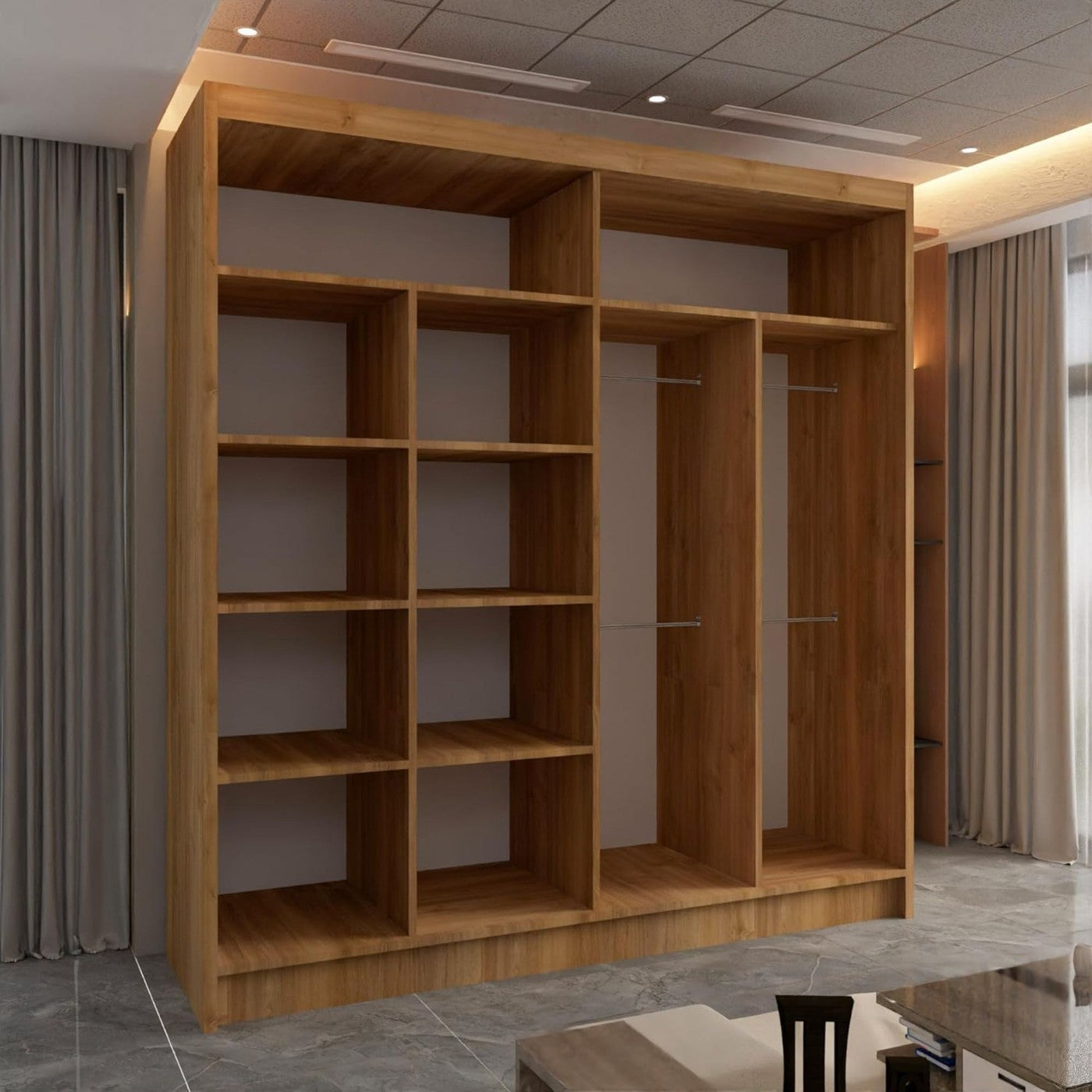 Chenai 203cm walnut mirrored sliding wardrobe – image 3