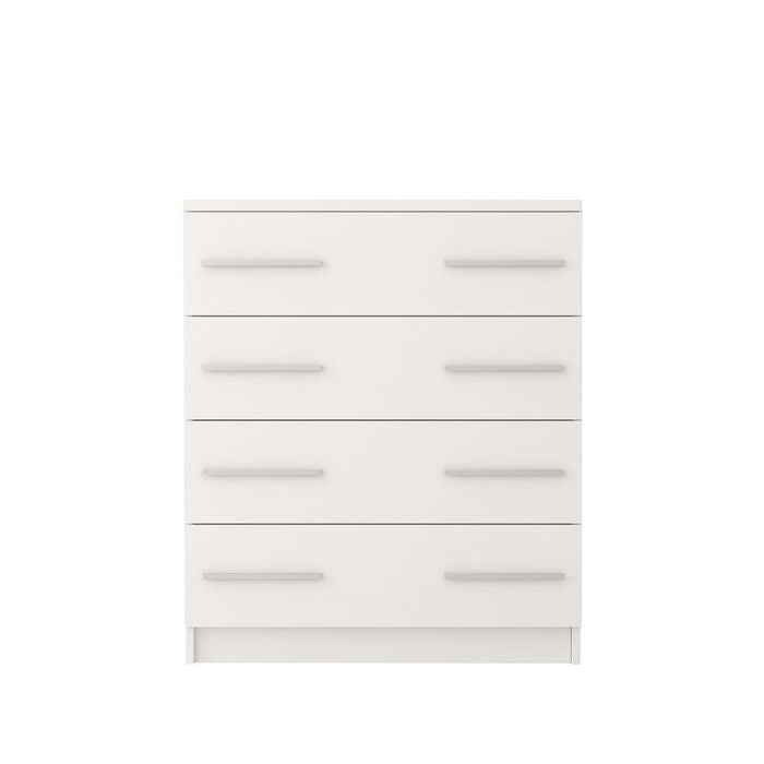 CHOICE Orlan 4 drawer chest in matt white finish with horizontal handles.