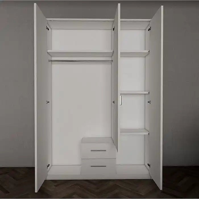 CHOICEWARDROBE Winstead 3 door planked oak wardrobe with mirror and drawers