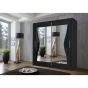 CHOICEWARDROBE 180cm Black Sliding Door Wardrobe with wave mirrored glass front.