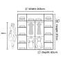 180cm black sliding door wardrobe with wave mirrored glass front and internal shelving.
