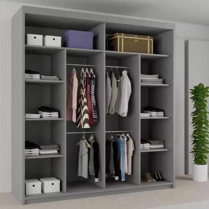 CHOICEWARDROBE grey 2-door sliding wardrobe with mirrored door