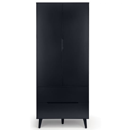 CHOICEWARDROBE Abrina anthracite 2-door wardrobe with drawers and angled legs