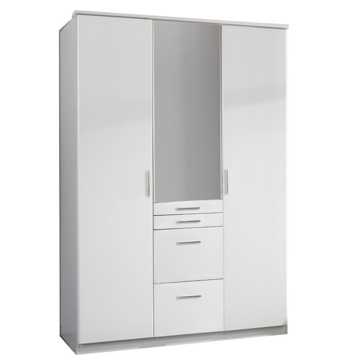 CHOICEWARDROBE white 3 door mirrored wardrobe with drawers