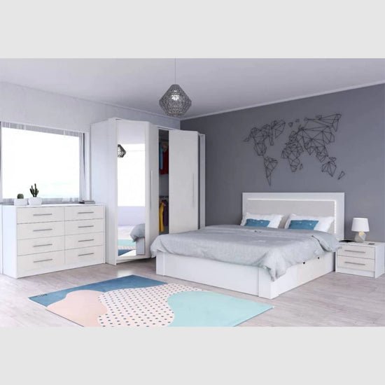 CHOICEWARDROBE Albany 3 Door Mirrored Wardrobe in Silk White, modern bedroom setting