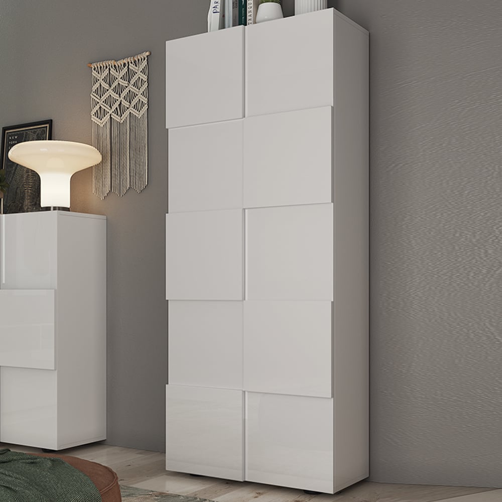 CHOICEWARDROBE Aleta 2 door white high gloss wardrobe with modern design