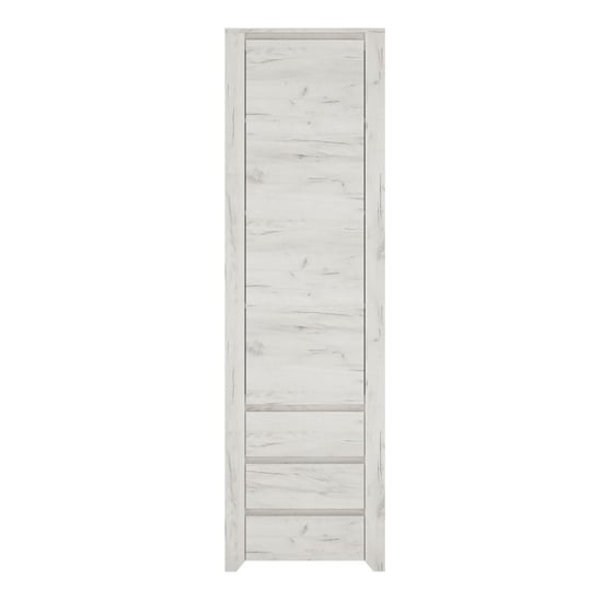White Oak effect single door wardrobe with 3 drawers. Slim 56cm width.